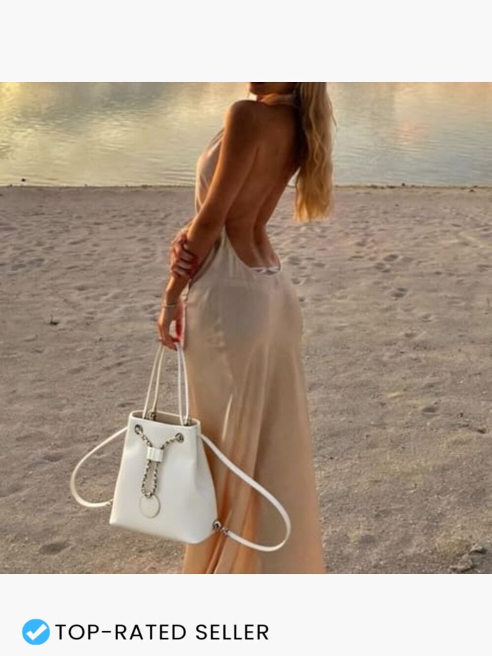 Vegan Leather Drawstring Bucket Bag Tote 2 Straps Crossbody Handbag - Picture 2 of 5